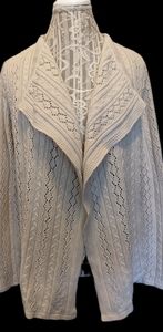 Jeanne Pierre Sz L Waterfall Flowy Cream Cardigan Boyfriend Sweater Beautiful
